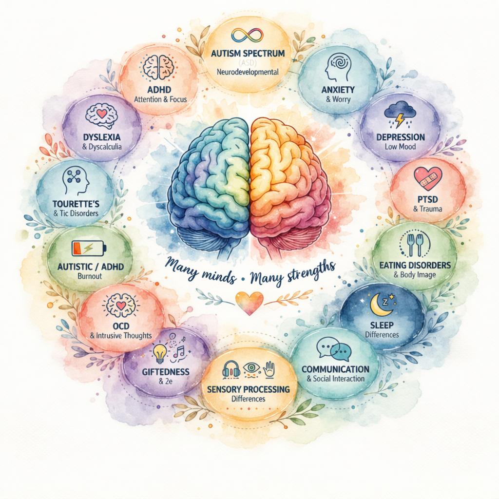 Illustration of neurodivergence strengths and differences